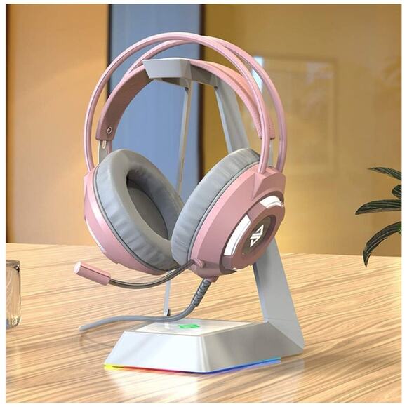 Gaming Headset Surround Sound With Built-in Microphone Noise Cancelling Pink - Picture 2 of 8